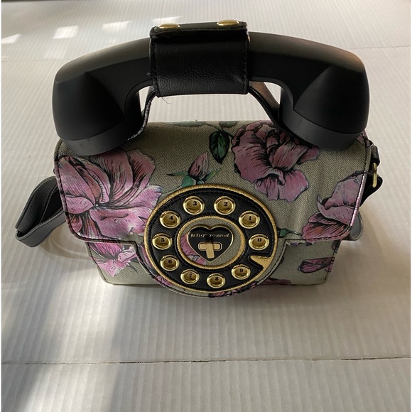 VTG BETSY JOHNSON Denim Painted Roses Telephone 📞 Purse Crossbody - Picture 14 of 14